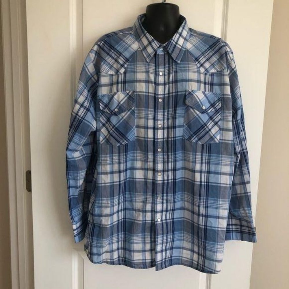 High Noon Plaid Pearl‎ Snap Western Shirt - 2XL